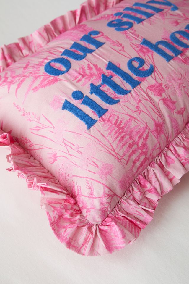 Text Ruffle Bolster Pillow #2