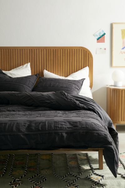 Shop Urban Outfitters Sophia Raw Edge Duvet Cover In Black At