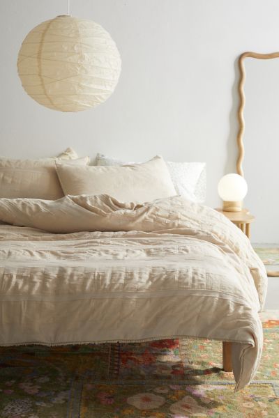 Shop Urban Outfitters Sophia Raw Edge Duvet Cover In Flax At