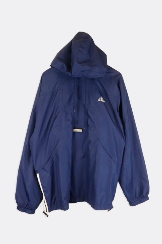 Vintage Adidas Half Zip Hooded Stripped Sleeves Windbreaker | Urban ...