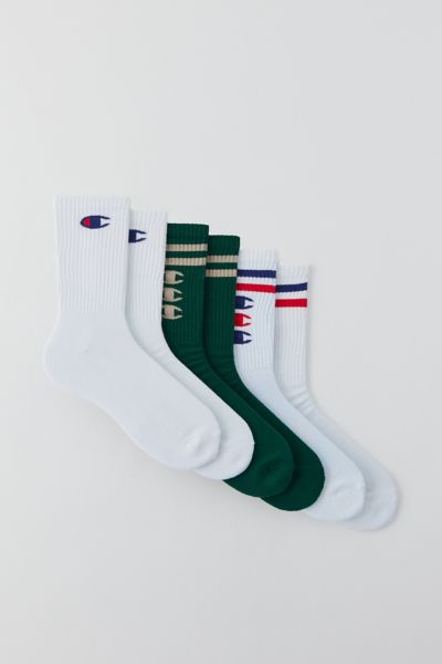 Shop Champion Uo Exclusive Logo Crew Sock 3-pack In Green, Men's At Urban Outfitters