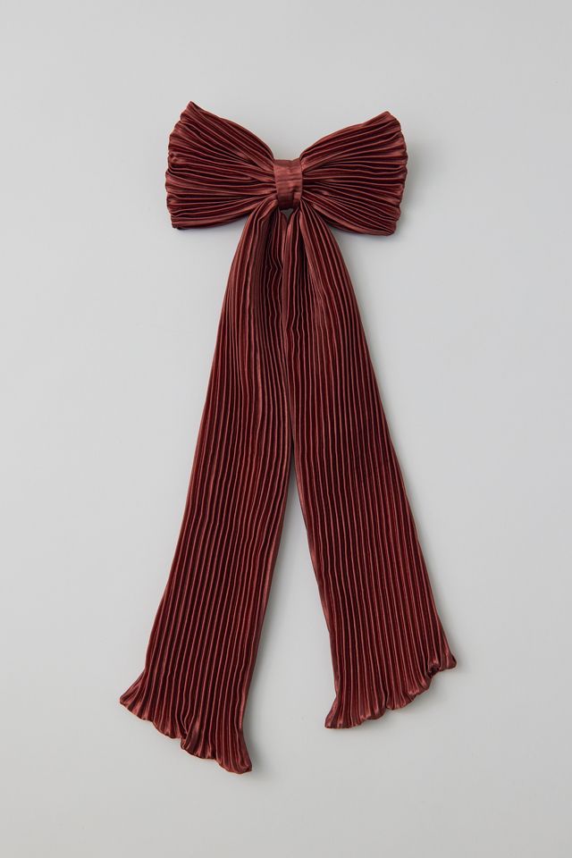 Long Pleated Hair Bow Barrette #1