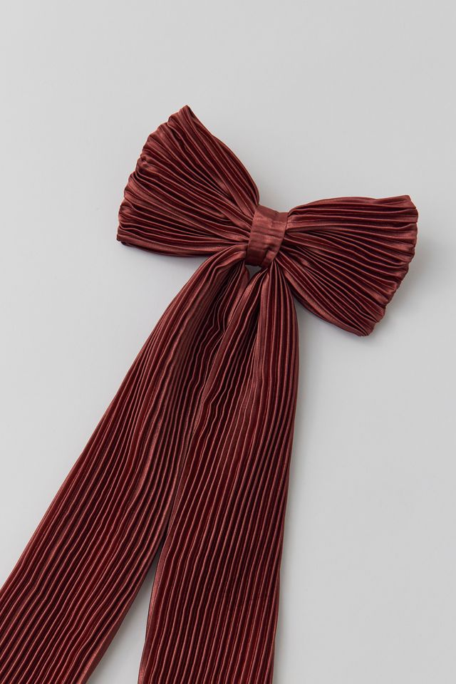Long Pleated Hair Bow Barrette #2