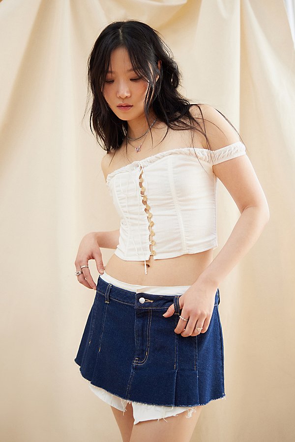 Out From Under Amaury Off-the-shoulder Corset In White, Women's At Urban Outfitters
