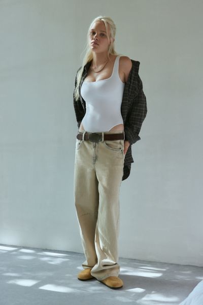 Out From Under Mira High-cut Bodysuit In White, Women's At Urban Outfitters In White