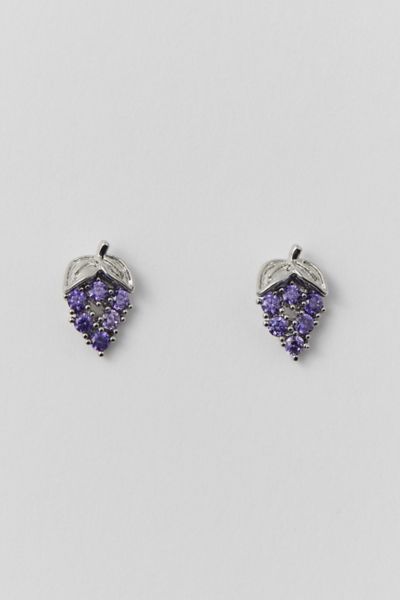 Urban Outfitters Delicate Rhinestone Grape Earring In Silver, Women's At