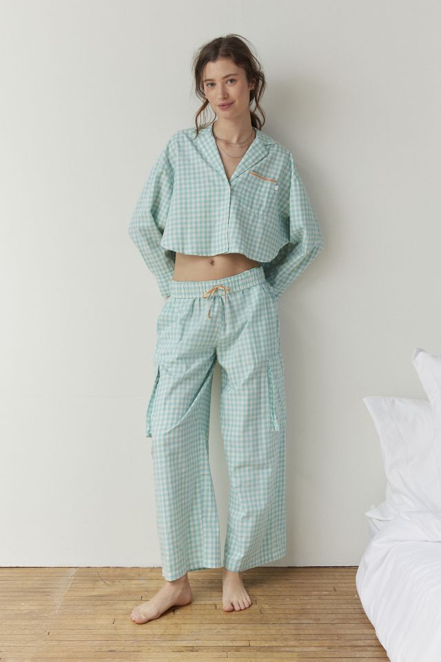 Out From Under PJ Party Cropped Button-Down Top #1