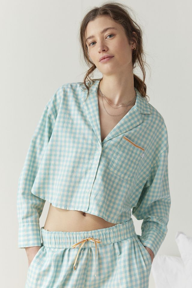 Out From Under PJ Party Cropped Button-Down Top #2