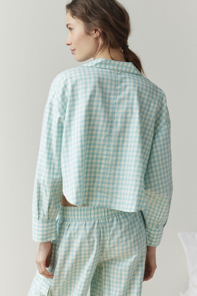 Out From Under PJ Party Cropped Button-Down Top #4