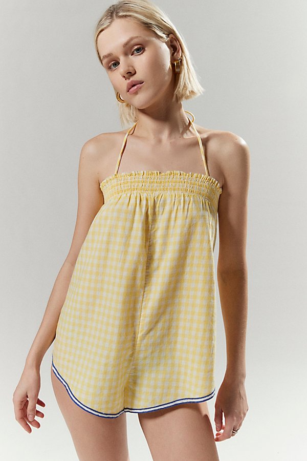 Out From Under Pj Party Romper In Yellow, Women's At Urban Outfitters