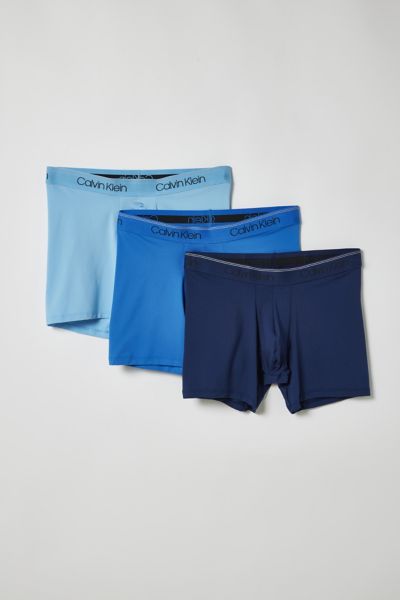 Calvin Klein 3-pack Low Rise Microfiber Stretch Boxer Briefs In Blue
