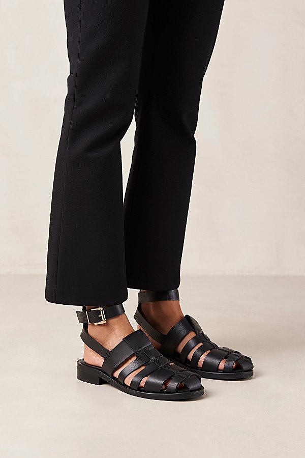 Shop Alohas Perry Leather Fisherman Sandal In Black, Women's At Urban Outfitters