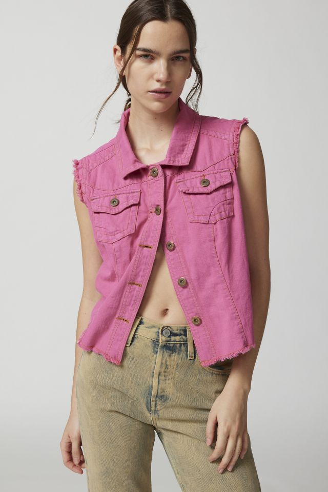 Pink on sale jean vest