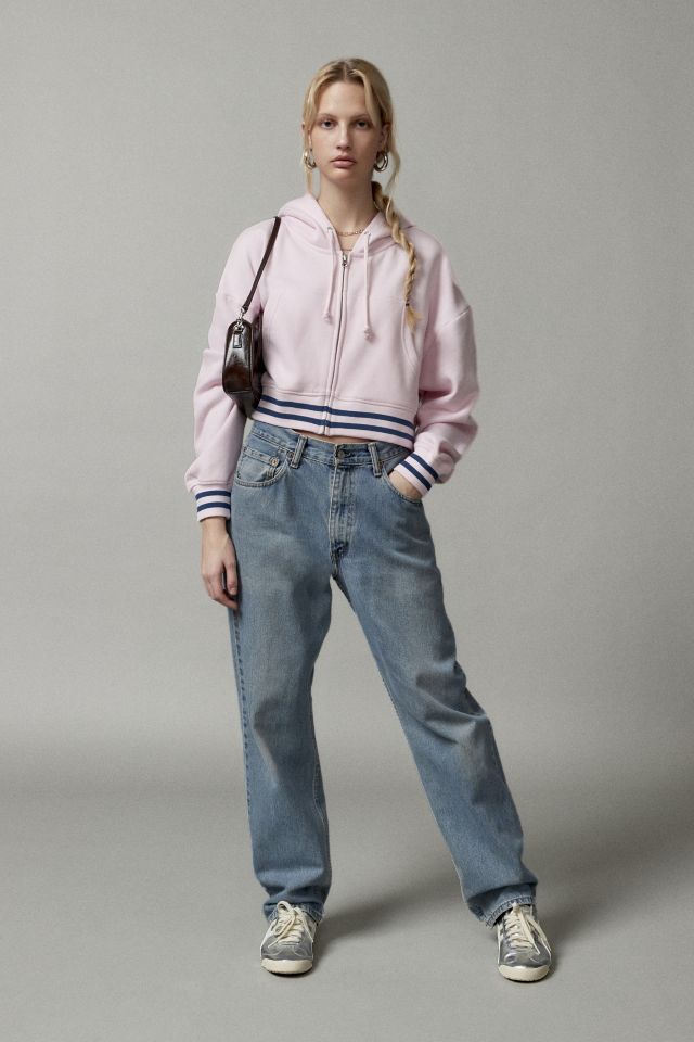 BDG Leah Stripe-Trim Zip-Up Hoodie Sweatshirt #1