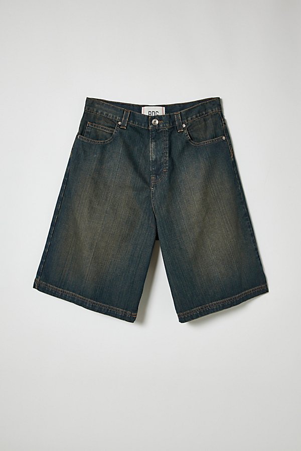 Bdg Astro Oversized Denim Jort In Charcoal, Men's At Urban Outfitters