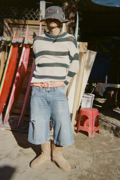 Bdg Astro Baggy Denim Jort In Blue, Men's At Urban Outfitters