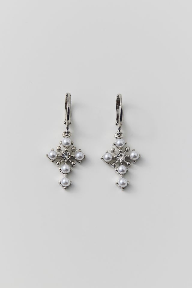 Rhinestone hot sale cross earrings