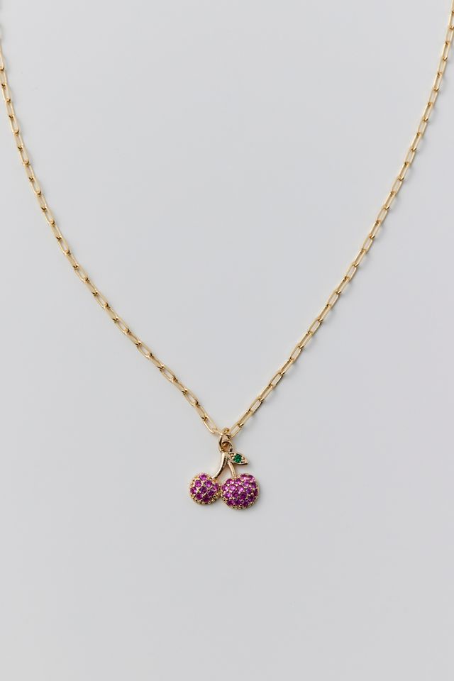 Delicate Rhinestone Cherry Neclace #1