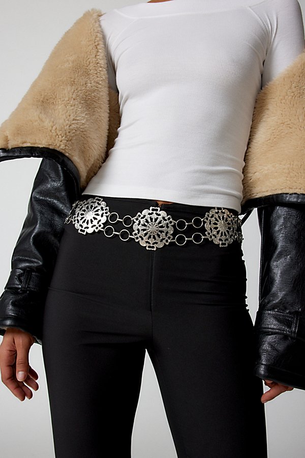 Urban Outfitters Wide Chain Belt In Silver, Women's At