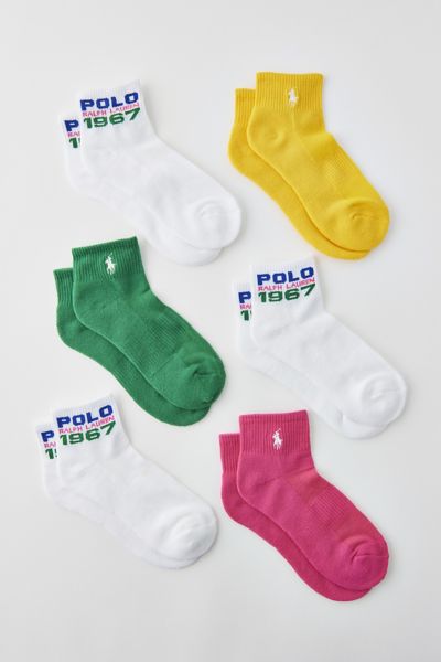 Shop Polo Ralph Lauren 1967 Quarter Crew Sock 6-pack In Assorted, Women's At Urban Outfitters