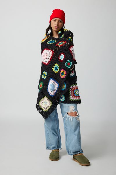 Urban Renewal Vintage Crochet Blanket Shawl Jacket In Assorted, Women's At Urban Outfitters