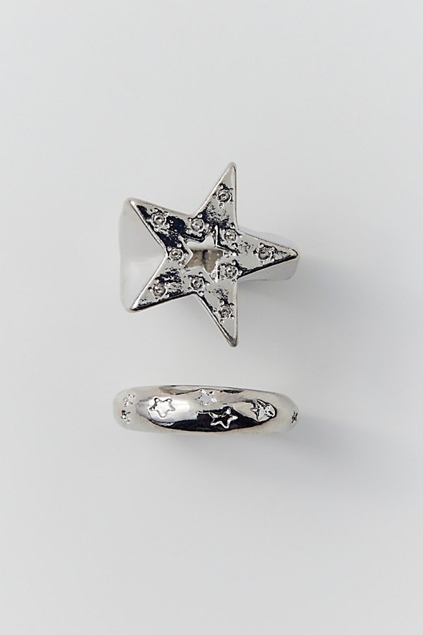 Urban Outfitters Statement Star Ring Set In Silver, Women's At