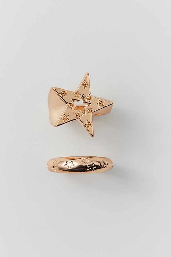 Urban Outfitters Statement Star Ring Set In Gold, Women's At