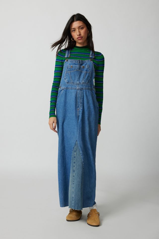 Denim Maxi Dungaree Dress in Denim