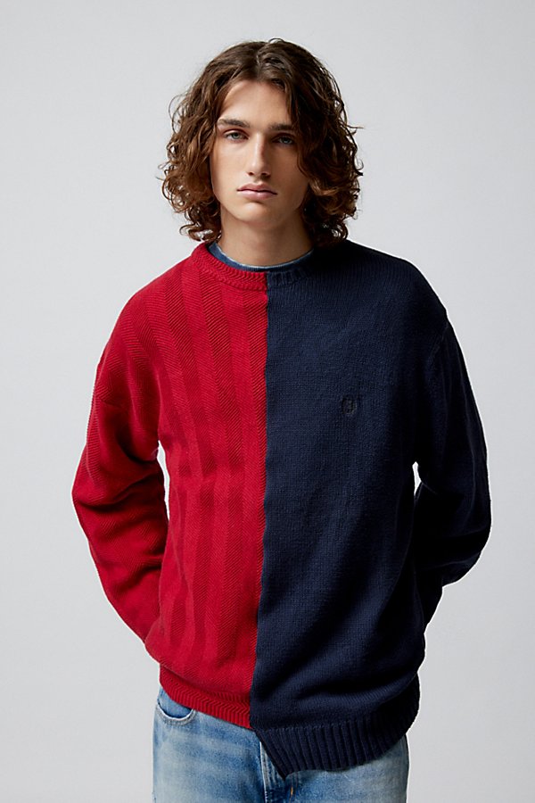 Urban Renewal Remade Uneven Splice Crew Neck Sweater In Blue, Men's At Urban Outfitters