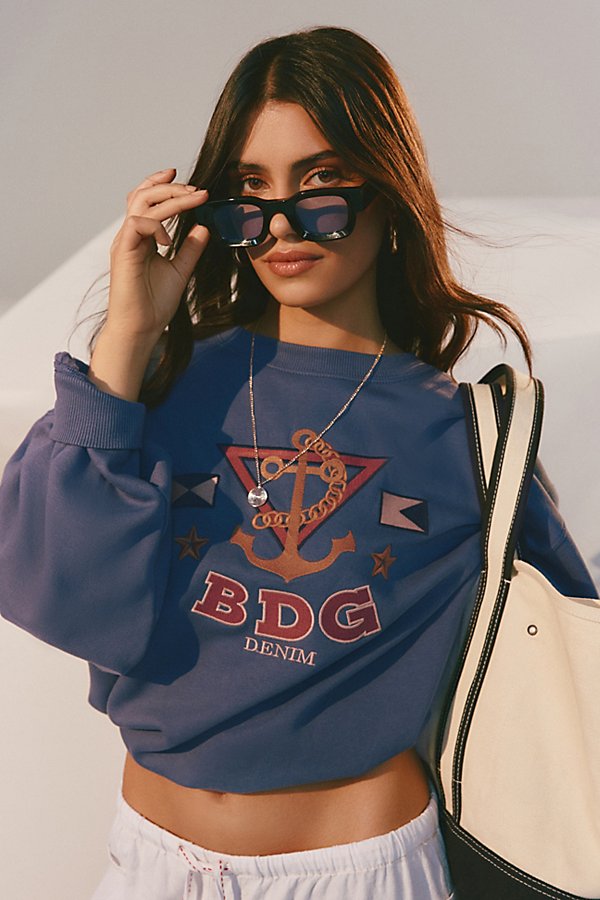 Bdg Embroidered Anchor Sweatshirt In Navy, Women's At Urban Outfitters