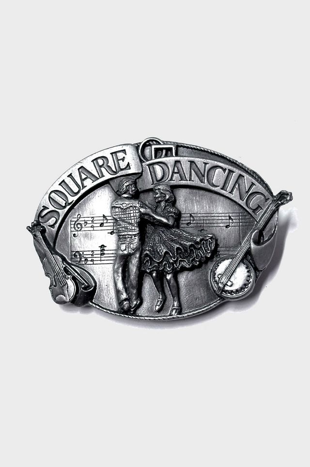 Square dancing vintage belt buckle
