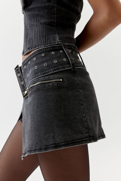 BY.DYLN Zeddy Belted Denim Micro Mini Skirt