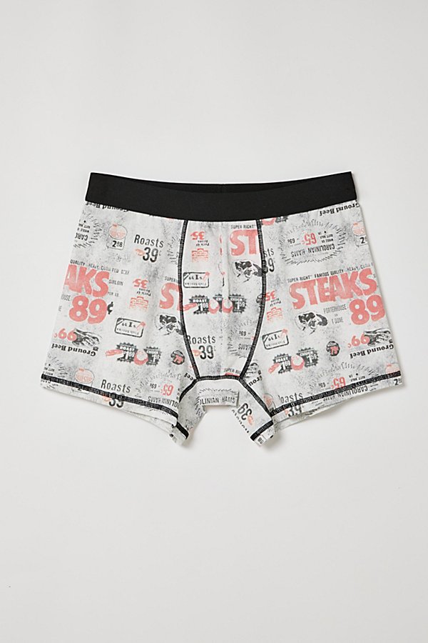 Urban Outfitters Steak Newspaper Boxer Brief In Grey, Men's At