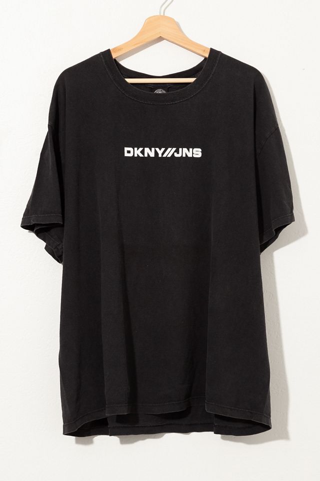 M*3様 90's DKNY JEANS Tシャツ フェード ブラック XL 自 Vintage 1990s Distressed Oversized DKNY Jeans Black Graphic T