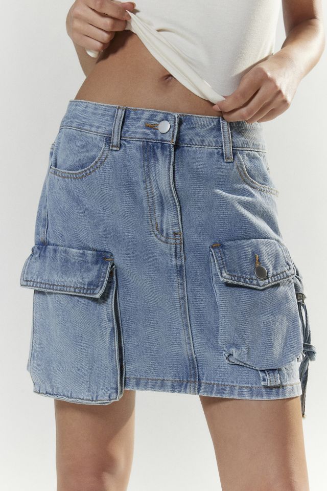 Mini-jupe cargo en denim Rare London #1