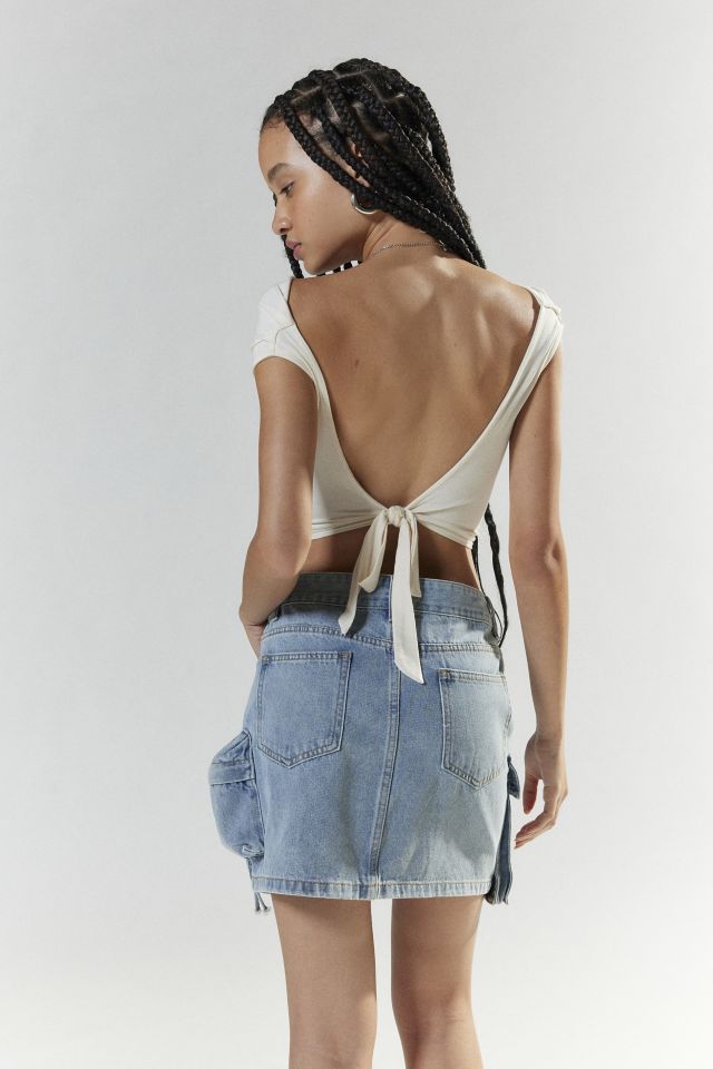 Mini-jupe cargo en denim Rare London #3