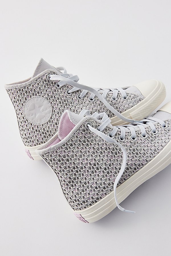 Converse Chuck Taylor All Star Crochet High Top Sneaker In Grey, Women's At Urban Outfitters In Gray