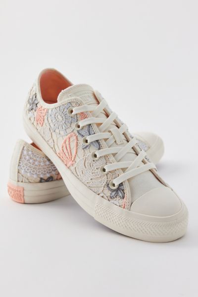 Converse Chuck Taylor All Star Butterfly Crochet Low Top Sneaker In Egret/soft Peach, Women's At Urban Outfit In Multi