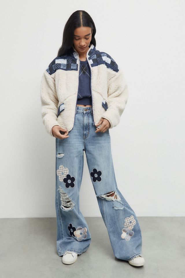 UO Mila Fleece Patchwork Jacket #3