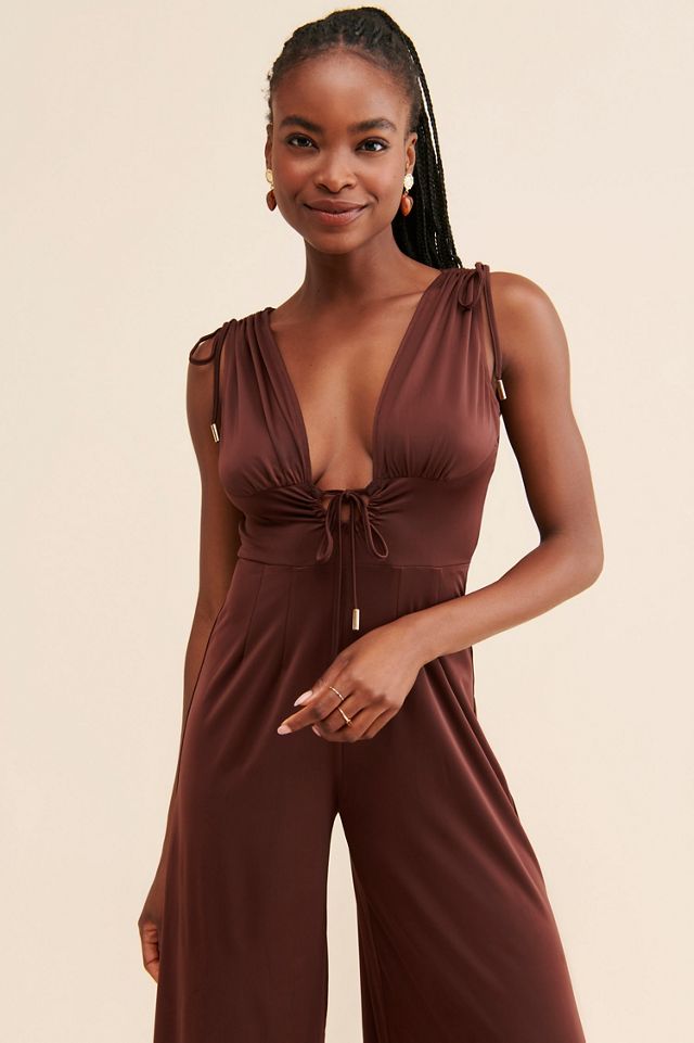 VERY J Sleeveless Ruched Wide Leg Jumpsuit main image 1