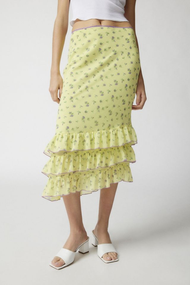 Kimchi Blue Lenora Chiffon Ruffle Midi Skirt #3