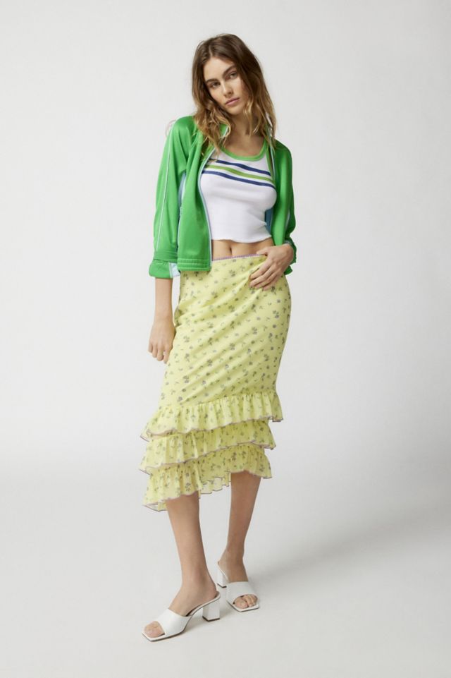 Chiffon ruffle hotsell skirt outfit