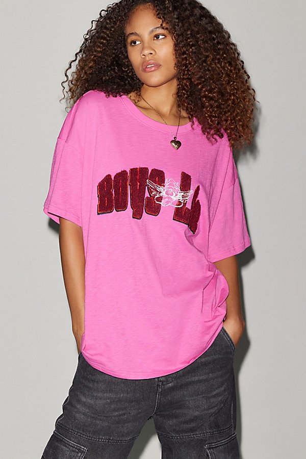 Shop Boys Lie Uo Exclusive Be Mine Boyfriend Tee In Pink, Women's At Urban Outfitters