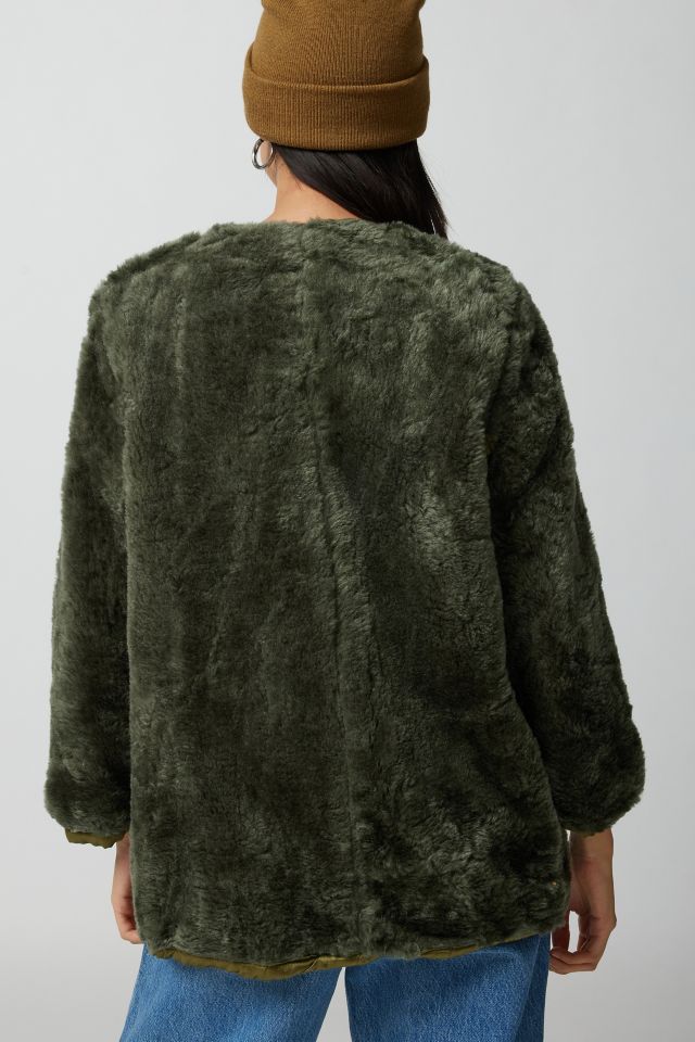 Urban Renewal Vintage Reversible Fuzzy Surplus Jacket #4