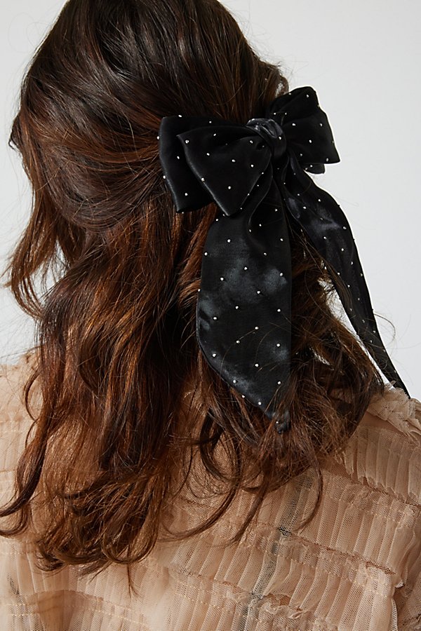 Urban Outfitters Rhinestone Hair Bow Barrette In Black At