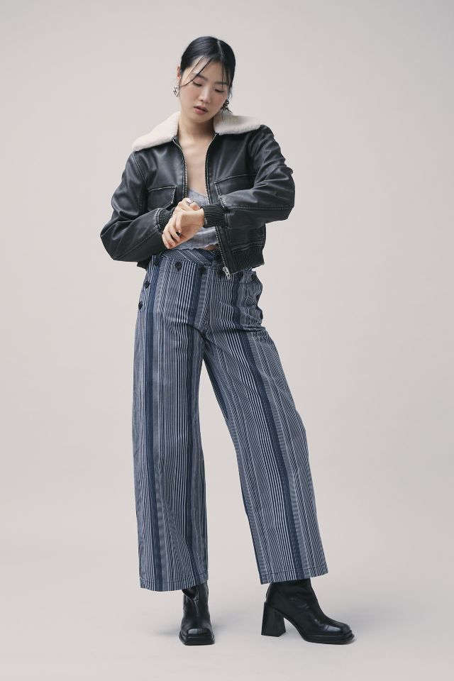 Slim Wide-Leg Cropped Sailor Pant