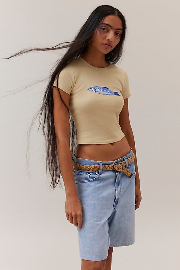 Bdg Fish Baby Tee In Tan, Women's At Urban Outfitters In Neutral