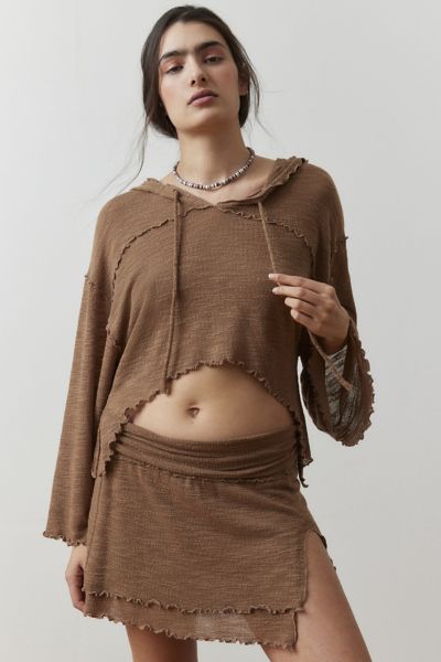 Out From Under Belle Low-rise Mini Skirt In Brown, Women's At Urban Outfitters