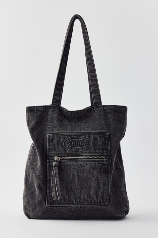 BDG Logo Washed Denim Tote Bag