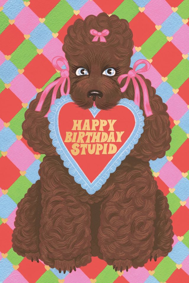 Red Cap Birthday Poodle Greeting Card #1